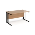 Maestro 25 straight desk 1400mm x 800mm - black cable managed leg frame and beech top