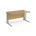 Maestro 25 straight desk 1400mm x 800mm - silver cable managed leg frame and oak top