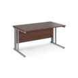 Maestro 25 straight desk 1400mm x 800mm - silver cable managed leg frame and walnut top