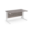 Maestro 25 straight desk 1400mm x 800mm - white cable managed leg frame and grey oak top