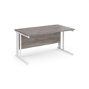 Maestro 25 straight desk 1400mm x 800mm - white cable managed leg frame and grey oak top