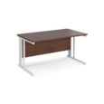 Maestro 25 straight desk 1400mm x 800mm - white cable managed leg frame and walnut top