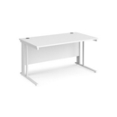 Maestro 25 straight desk 1400mm x 800mm - white cable managed leg frame and white top