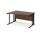 Maestro 25 left hand wave desk 1400mm wide - black cable managed leg frame and walnut top