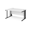 Maestro 25 left hand wave desk 1400mm wide - black cable managed leg frame and white top