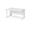 Maestro 25 left hand wave desk 1400mm wide - white cable managed leg frame and white top