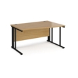 Maestro 25 right hand wave desk 1400mm wide - black cable managed leg frame and oak top