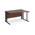Maestro 25 right hand wave desk 1400mm wide - black cable managed leg frame and walnut top