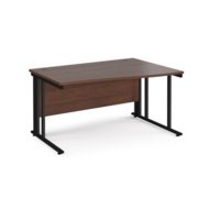 Maestro 25 right hand wave desk 1400mm wide - black cable managed leg frame and walnut top