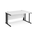 Maestro 25 right hand wave desk 1400mm wide - black cable managed leg frame and white top
