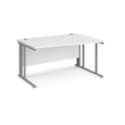 Maestro 25 right hand wave desk 1400mm wide - silver cable managed leg frame and white top