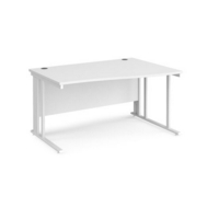 Maestro 25 right hand wave desk 1400mm wide - white cable managed leg frame and white top