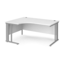Maestro 25 left hand ergonomic desk 1600mm wide - silver cable managed leg frame and white top