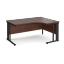Maestro 25 right hand ergonomic desk 1600mm wide - black cable managed leg frame and walnut top