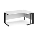 Maestro 25 right hand ergonomic desk 1600mm wide - black cable managed leg frame and white top