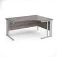 Maestro 25 right hand ergonomic desk 1600mm wide - silver cable managed leg frame and grey oak top