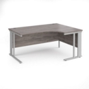 Maestro 25 right hand ergonomic desk 1600mm wide - silver cable managed leg frame and grey oak top