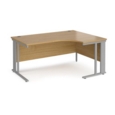 Maestro 25 right hand ergonomic desk 1600mm wide - silver cable managed leg frame and oak top