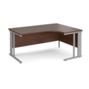 Maestro 25 right hand ergonomic desk 1600mm wide - silver cable managed leg frame and walnut top