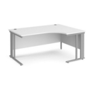Maestro 25 right hand ergonomic desk 1600mm wide - silver cable managed leg frame and white top