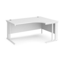 Maestro 25 right hand ergonomic desk 1600mm wide - white cable managed leg frame and white top