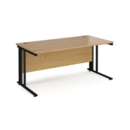 Maestro 25 straight desk 1600mm x 800mm - black cable managed leg frame and oak top
