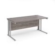 Maestro 25 straight desk 1600mm x 800mm - silver cable managed leg frame and grey oak top