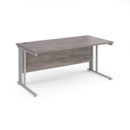 Maestro 25 straight desk 1600mm x 800mm - silver cable managed leg frame and grey oak top