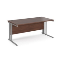 Maestro 25 straight desk 1600mm x 800mm - silver cable managed leg frame and walnut top