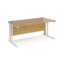 Maestro 25 straight desk 1600mm x 800mm - white cable managed leg frame and oak top