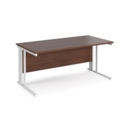 Maestro 25 straight desk 1600mm x 800mm - white cable managed leg frame and walnut top