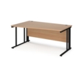 Maestro 25 left hand wave desk 1600mm wide - black cable managed leg frame and beech top