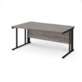 Maestro 25 left hand wave desk 1600mm wide - black cable managed leg frame and grey oak top