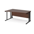 Maestro 25 left hand wave desk 1600mm wide - black cable managed leg frame and walnut top