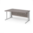 Maestro 25 left hand wave desk 1600mm wide - silver cable managed leg frame and grey oak top