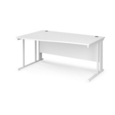Maestro 25 left hand wave desk 1600mm wide - white cable managed leg frame and white top