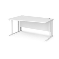 Maestro 25 left hand wave desk 1600mm wide - white cable managed leg frame and white top
