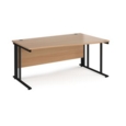 Maestro 25 right hand wave desk 1600mm wide - black cable managed leg frame and beech top