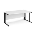 Maestro 25 right hand wave desk 1600mm wide - black cable managed leg frame and white top