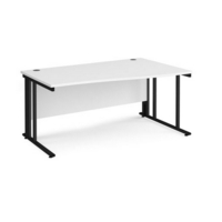 Maestro 25 right hand wave desk 1600mm wide - black cable managed leg frame and white top