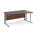 Maestro 25 right hand wave desk 1600mm wide - silver cable managed leg frame and walnut top
