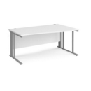 Maestro 25 right hand wave desk 1600mm wide - silver cable managed leg frame and white top