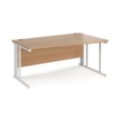 Maestro 25 right hand wave desk 1600mm wide - white cable managed leg frame and beech top