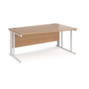 Maestro 25 right hand wave desk 1600mm wide - white cable managed leg frame and beech top