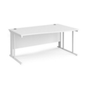 Maestro 25 right hand wave desk 1600mm wide - white cable managed leg frame and white top