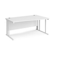 Maestro 25 right hand wave desk 1600mm wide - white cable managed leg frame and white top