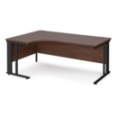 Maestro 25 left hand ergonomic desk 1800mm wide - black cable managed leg frame and walnut top