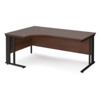 Maestro 25 left hand ergonomic desk 1800mm wide - black cable managed leg frame and walnut top