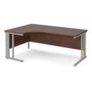 Maestro 25 left hand ergonomic desk 1800mm wide - silver cable managed leg frame and walnut top