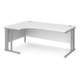 Maestro 25 left hand ergonomic desk 1800mm wide - silver cable managed leg frame and white top